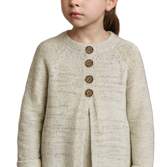 Pietty Girl Swing Cardigan 4 Button Long Sleeve Gray Off White 10 Yr - Picture 1 of 15